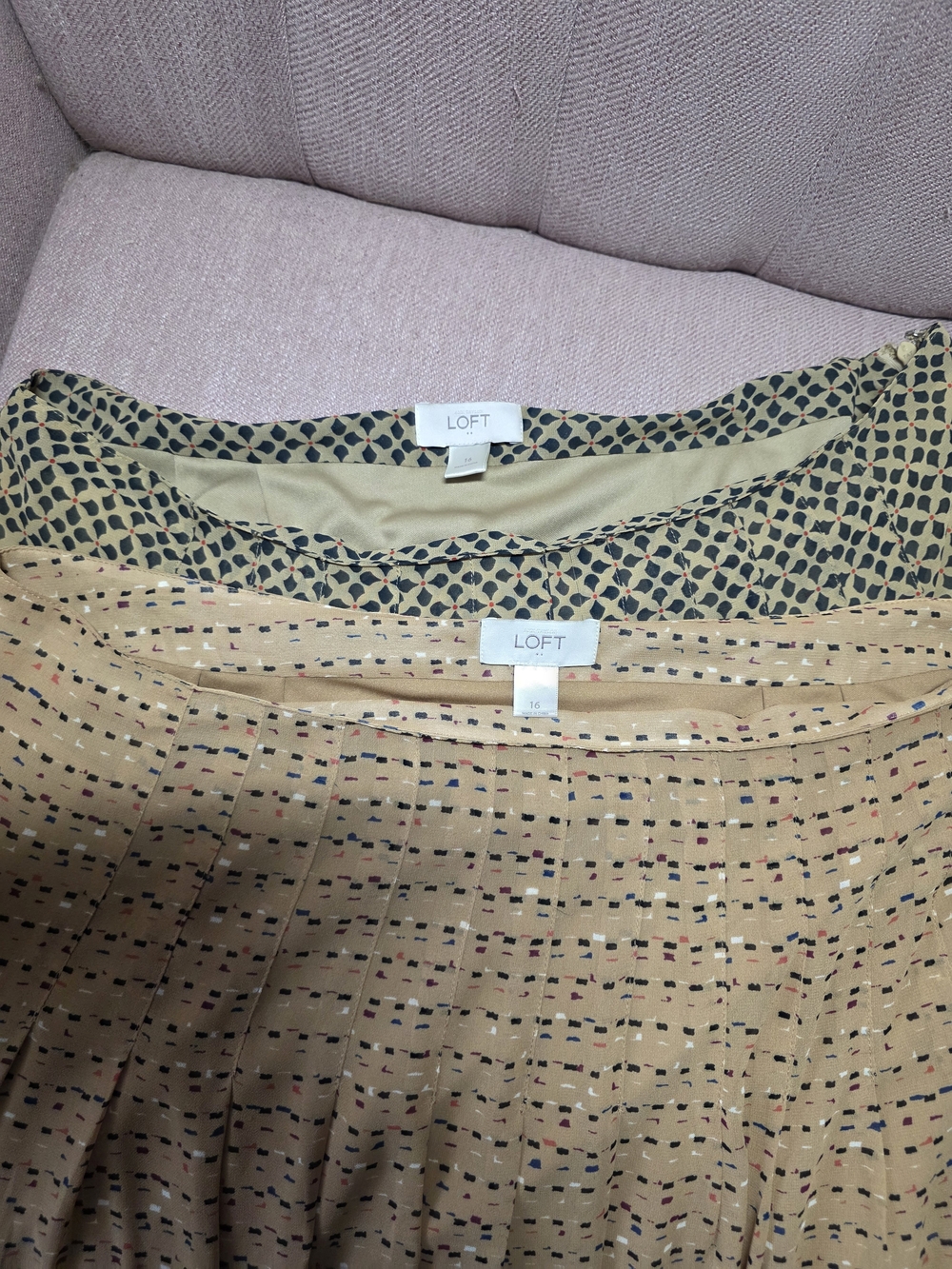 LOFT Beige/Tan Printed A-Line Skirts